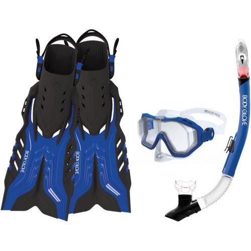  Body Glove Aquatic Predator Purge Mask Snorkel and Fins Set, Large, BlueBlack