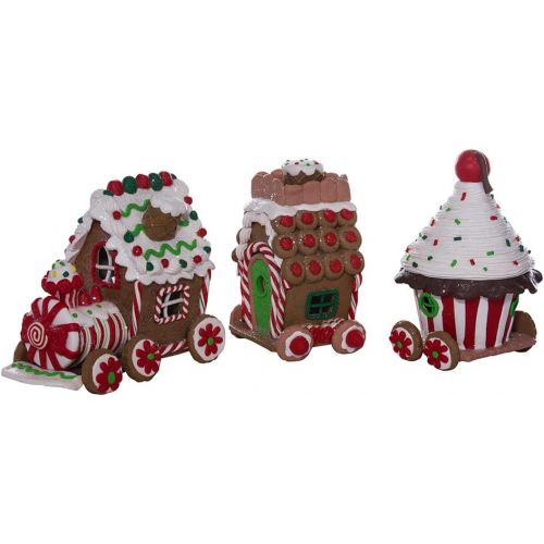 커트애들러 Kurt Adler 4.3-Inch Claydough 3D LED Gingerbread Train Set of 3-Pieces