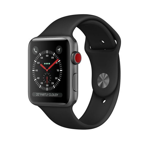 애플 Apple Watch Series 3 38MM Smartwatch (GPS + Cellular 4G LTE) - Space Gray Aluminum Case, Black Sport Band (Certified Refurbished)