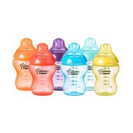 [아마존베스트]Tommee Tippee Closer to Nature Fiesta Fun Time Baby Feeding Bottles, Anti-Colic Valve, Breast-Like Nipple for Natural Latch, Slow Flow, BPA-Free - 9 Ounces, Multi-Colored, 6 Pack