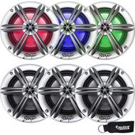 Three Pairs of Stinger SEA65RGBS 6.5” Coaxial Speaker with Built-in Multi-Color RGB Lighting (6 Speakers)