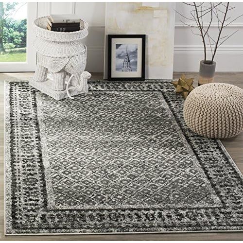  Safavieh Adirondack Collection ADR110B Ivory and Silver Vintage Distressed Square Area Rug (6 Square)