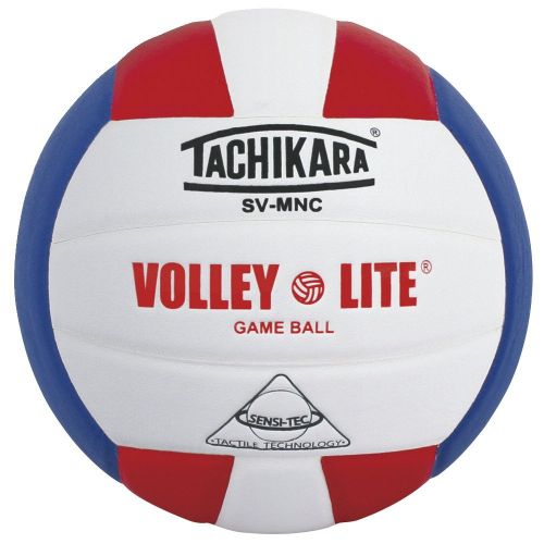  Tachikara Volley-Lite Micro-Fiber Composite Leather Volleyball, ScarletWhiteBlue