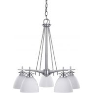 Canarm ICH256A05BPT New Yorker 5-Light Chandelier, Flat Opal Glass and Brushed Pewter