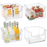 mDesign Plastic Open Front Food Storage Bin for Kitchen Cabinet, Pantry, Shelf, Fridge/Freezer - Organizer for Fruit, Potatoes, Onions, Drinks, Snacks, Pasta - 10 Wide, 4 Pack - Cl