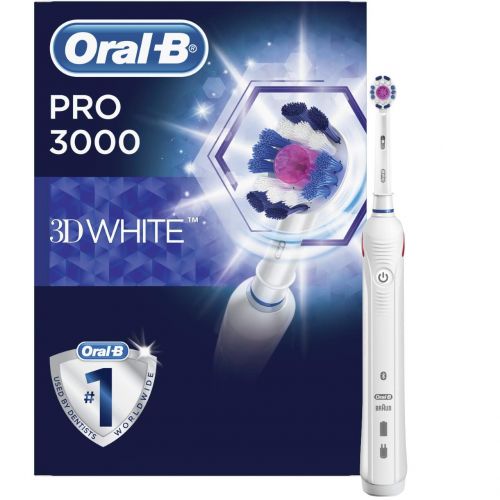  Oral-B Pro 3000 Electronic Power Rechargeable Battery Electric Toothbrush with Bluetooth Connectivity, Powered by Braun