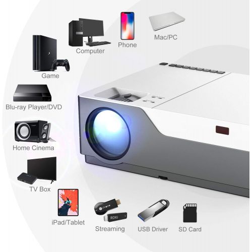  [아마존 핫딜] [아마존핫딜]Native 1080P Projector - Artlii Full HD Projector for PowerPoint Presentation, 300 Home Theater Projector with True to Life Color, Zoom HDMI, Compatible with Fire TV Laptop PS4 iPh