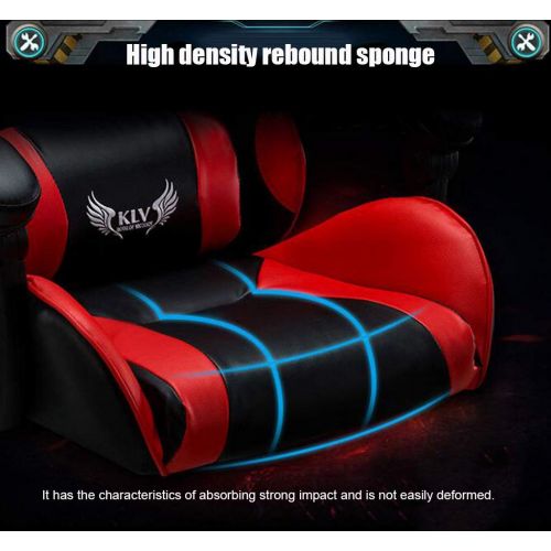  LJQ Ergonomic Gaming Chair,E-Sports Chair Height Adjustable Massage Lumbar Swivel Rocker Headrest Retractable Footrest Armrest High-Back,PC Recliner,Red