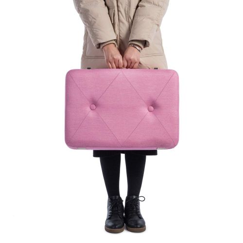  Edencomer Modern Storage Ottomans Container Bench Sturdy Foot Rest Stool Seat Smart Portable Collection Suitcase with Detachable Wooden Legs and Safety Lock for Home Travel, Pink