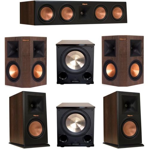 클립쉬 Klipsch 5.2 Walnut System Bundled with 2 RP-160M Monitor Speakers, 1 RP-450C , 2 Klipsch RP-250S , 2 BICAcoustech Platinum Series PL-200 II Subwoofer