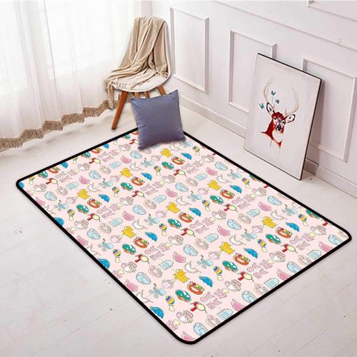  Anhounine Bathroom Suction Door mat Baby A Vast Collection of Toys Cartoon Drawing Stroller Drum Car Pacifier Slide Playthings W4xL6 Suitable for Family