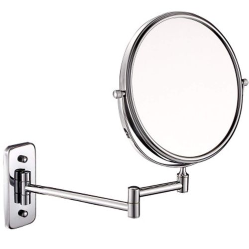  WUDHAO Vanity Mirror,Makeup Mirror European Folding 6/8 Inch Beauty Mirror Bathroom Makeup 10X Magnification Double Mirror with Lights Wall Mounted (Color : Silver 6 inches, Size :