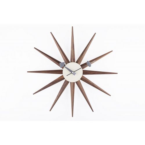  Stilnovo Sunburst Wall Clock, Real Walnut