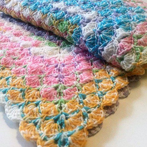  LovelyGR Crochet Baby Blanket Multicolored Fine Yarn for Babies Acrylic