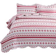 [아마존 핫딜] [아마존핫딜]Bedsure Christmas Quilt Set Twin Size (68x86 inches) - Festive Printed Pattern - Soft Microfiber Lightweight Coverlet Bedspread for All Season - 2-Piece Bedding (1 Quilt + 2 Pillow