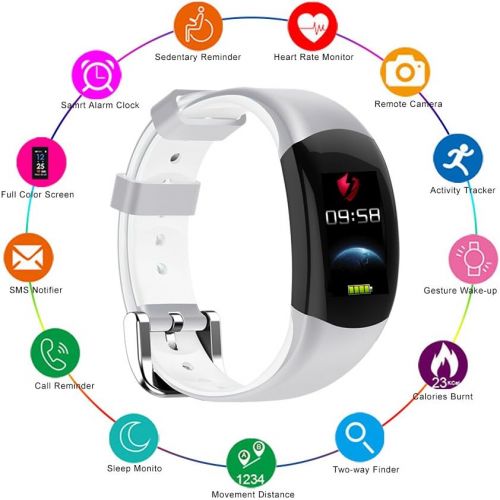 렘포 LEMFO LT02 - Smart Armband Farbe LCD Fitness Armband, Pulsmesser IP68 Wasserdicht Schrittzahler Smart Band Bluetooth - Weiss