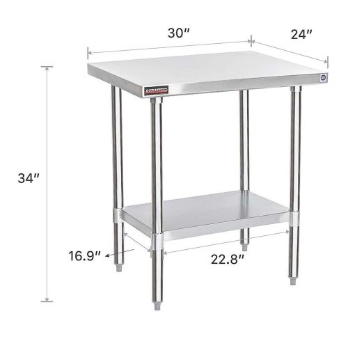  DuraSteel Stainless Steel Work Table 24 x 30 x 34 Height - Food Prep Commercial Grade Worktable - NSF Certified - Fits for use in Restaurant, Business, Warehouse, Home, Kitchen, Ga
