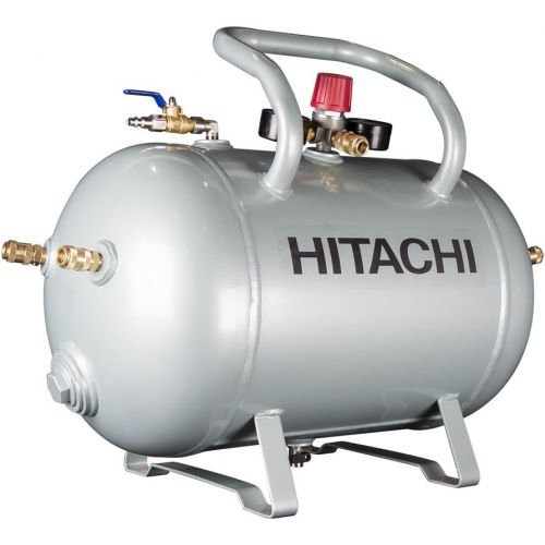  Hitachi UA3810AB Reserve Air Tank, 5 Quick Connect Couplers Installed, Roll Cage Design, Industrial Ball Valve, ASME Certified, 10 Gallon Capacity