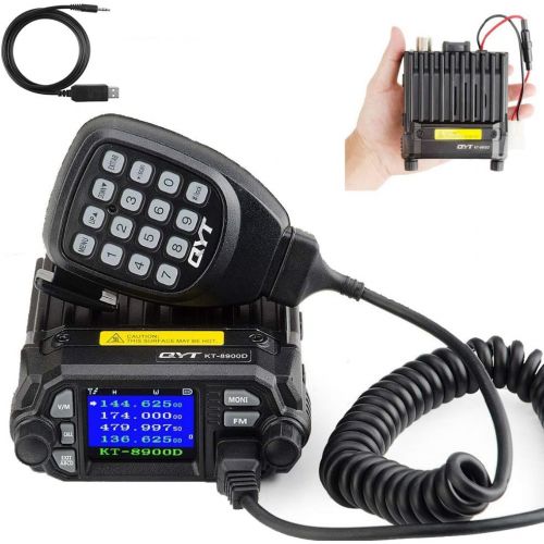  QYT KT-8900D Dual Band Mini Car Ham Radio Mobile Transceiver VHF UHF 136-174400-480MHz Compact Amateur Two Way Radios + Free Programming Cable