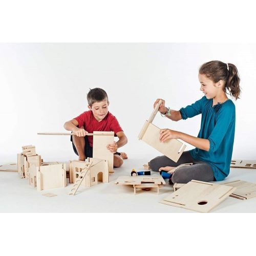  Manzanita Kids Modular Dollhouse Tower and House Building Walls (Combo Set)
