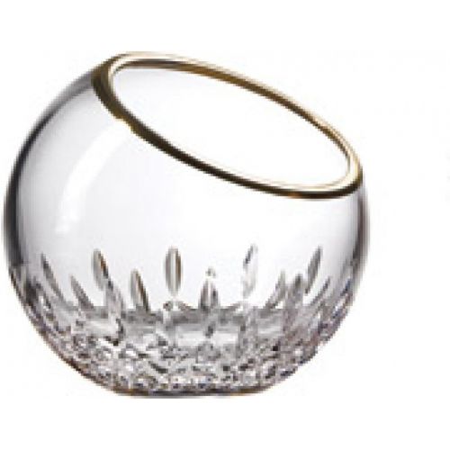  Waterford Crystal Lismore Essence Gold Rose Bowl Vase