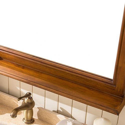  GUOWEI Mirror Wall-Mounted Floating Bathroom with Shelf High Definition Wooden Framed Makeup Ornate Vintage Rectangle, 2 Colors (Color : White, Size : 60x80cm)