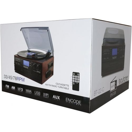 보이톤 Boytone BT-22C, Bluetooth Record Player Turntable, AMFM Radio, Cassette, CD Player, 2 built in speaker, Ability to convert Vinyl, Radio, Cassette, CD to MP3 without a computer, SD