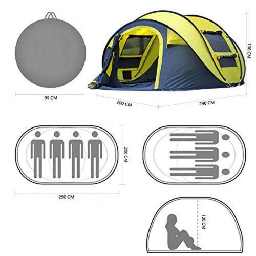  Anchor Automatic Outdoor 3-4 People Camping Pop-up Tent Waterproof Quick-Opening Tents Canopy with Carrying Bag