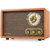 [아마존베스트]Victrola Retro Wood Bluetooth FM/AM Radio with Rotary Dial, Walnut