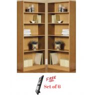 Mainstay` Set of 2 Orion Wide 5-Shelf Bookcase in Oak Finish with Free!