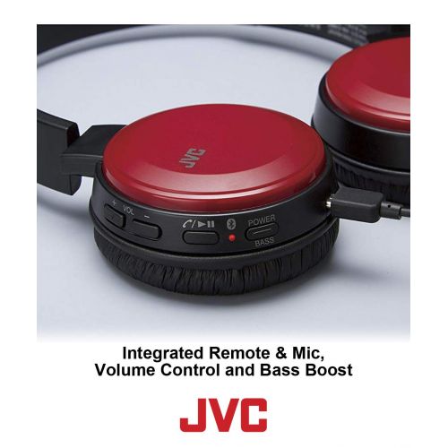  JVC Wireless Lightweight Flat Foldable On Ear Bluetooth Wireless Headband with Mic, Blue (HAS190BTA)