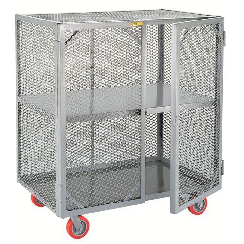  Little Giant SC-3660-6PPY Welded Steel Visible Mobile Storage Locker with Fixed Center Shelf, 2000 lbs Load Capacity, 56 Height x 36 Width x 60 Length