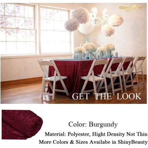  Brand: ShiDianYi Sequin Tablecloth Burgundy 90x156-Inch Sequin Table Linens Wine Rectangle Tablecloth for Wedding Decor -190222E