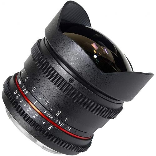  Rokinon RK8MV-C 8mm T3.8 Cine Fisheye Lens for Canon Video DSLR with Declicked Aperture