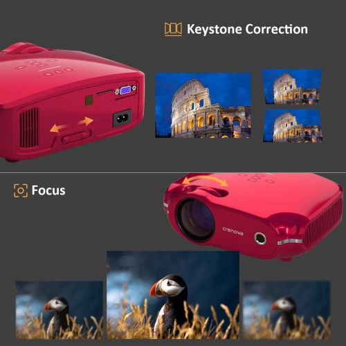  CRENOVA Crenova XPE498 Upgraded Projector 2018 (Tesla Red)  3200 Lumens  Home Portable Projector  Compatible with PCMacTVDVDiPhoneiPadUSBSDAVHDMI for Home TheaterOutdoorVideo