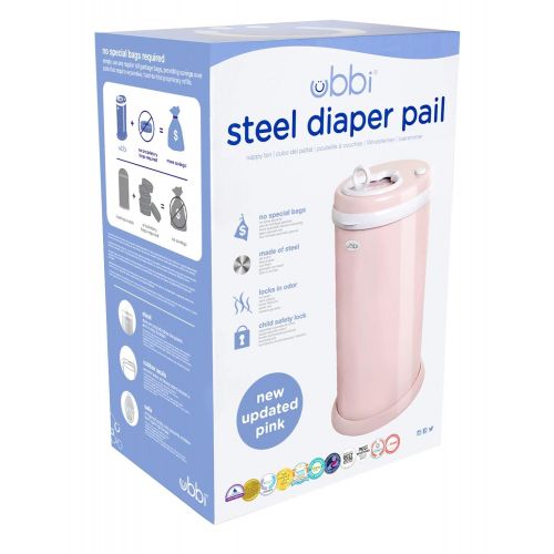  Ubbi Limited Edition, Money Saving, No Special Bag Required, Steel Odor Locking Diaper Pail, Chrome