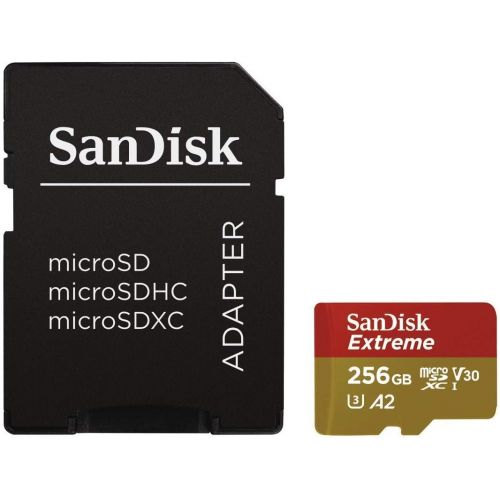 샌디스크 SanDisk 256GB Micro SDXC Memory Card Extreme Works with GoPro Hero 7 Black, Silver, Hero7 White UHS-1 U3 A2 with (1) Everything But Stromboli (TM) Micro Card Reader