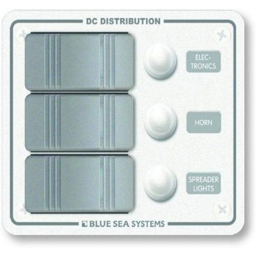  Blue Sea Systems Contura Water Resistant 12V DC Circuit Breaker Panel - White 3 Position