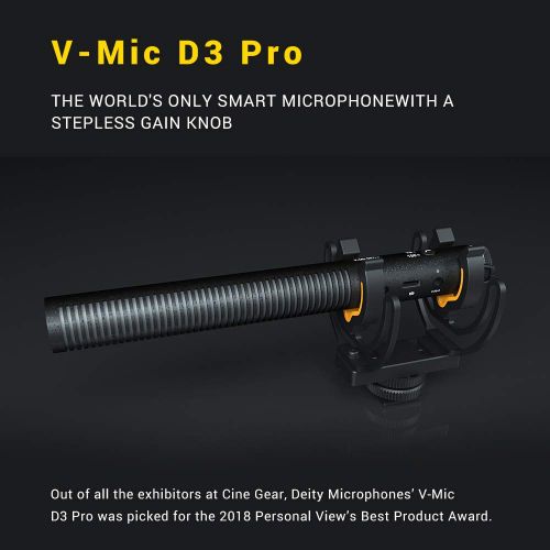  Deity V-Mic D3 Pro Super-Cardioid Directional Shotgun Microphone with Rycote Shockmount for DSLRs, Camcorders, Smartphones, Tablets, Handy Recorders, Laptop and Bodypack Transmitte
