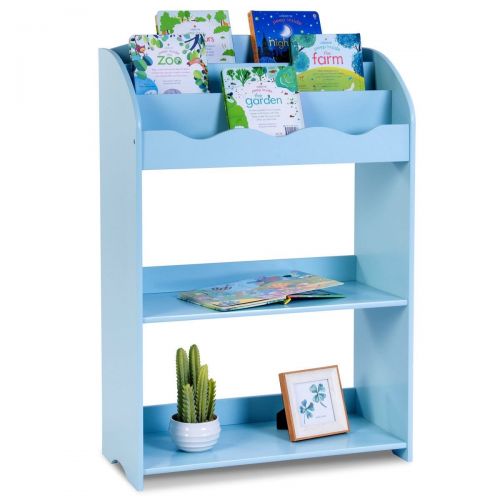 코스트웨이 COSTWAY 3-Tier Kids Bookshelf Magazine Storage Bookcase - Blue by SpiritOne