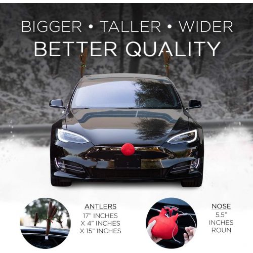  [아마존핫딜][아마존 핫딜] OxGord Car Reindeer Antlers & Nose - Window Roof-Top & Grille Rudolph Reindeer Jingle Bell Christmas Costume - Auto Accessories Decoration Kit Best for Car SUV Van Truck, Xmas Gift