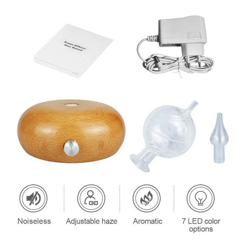  TOMNEW Nebulizer Diffuser Essential Oil Ultrasonic Aromatherapy Diffuser, Glass Waterless Nebulizing Diffuser, No Heat, No Water, No Plastic (Light Wood 40)