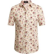 SSLR Mens Summer Casual Button Down Short Sleeve Hawaiian Shirt