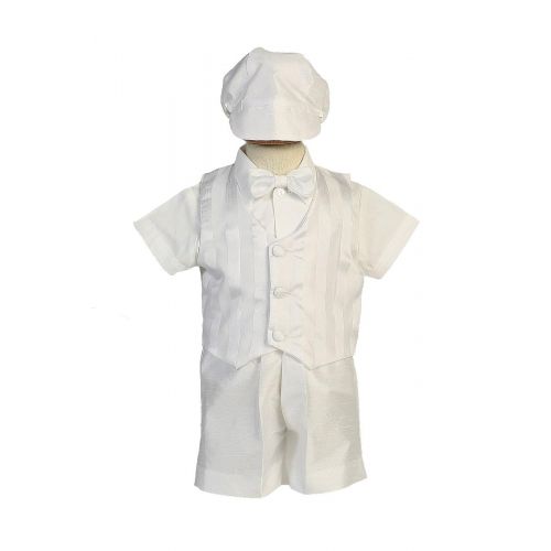  Swea Pea & Lilli Boy Shantung Striped Organza Vest and Shorts with Matching Hat Christening