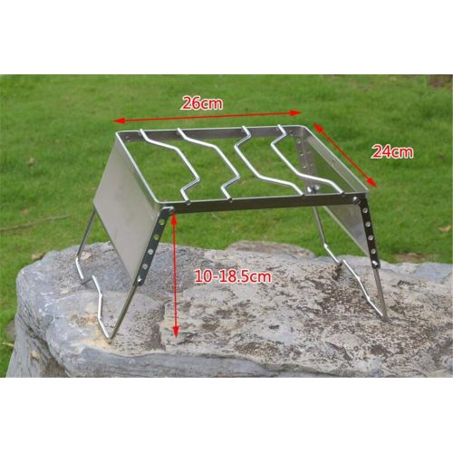  HOUTBY Camping Stove Grill Stainless Steel Folding Burner Stand Campfire Charcoal Gas BBQ Rack for Backpacking Picnics Adjustable