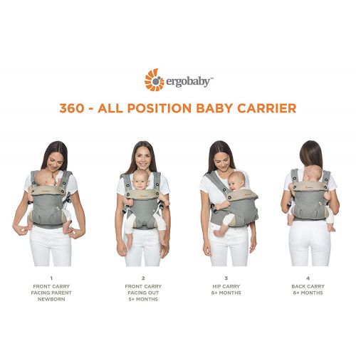 에르고베이비 Ergobaby Carrier, 360 All Carry Positions Baby Carrier with Cool Air Mesh, Carbon Grey