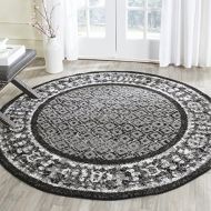 Safavieh Adirondack Collection ADR110A Black and Silver Vintage Distressed Round Area Rug (4 Diameter)