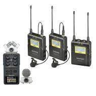 Saramonic UWMIC9 RX9 + TX9 + TX9, 96-Channel Digital UHF Wireless Dual Lavalier Mic System with Zoom H6 Handy Recorder with Interchangeable Microphone System