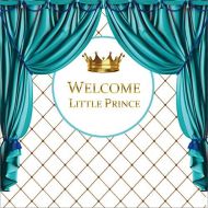 Yeele 8x8ft Little Prince Backdrop Curtain Crown Royal Baby Shower Background for Photography Party Decoration Banner Newborn Kids Boy Photo Booth Shoot Vinyl Studio Props