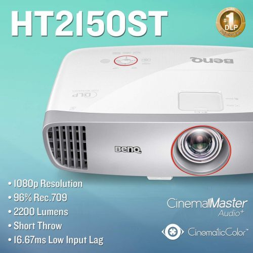벤큐 BenQ 1080p DLP Home Theater Short Throw Projector (TH671ST), 3000 Lumens, Low Input Lag for Gaming, Ambient Light Sensor